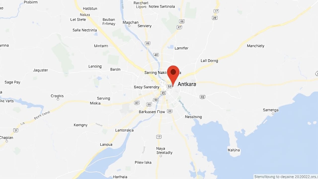 Ankara haritası ve Samsung servis merkezini gösteren kırmızı işaret